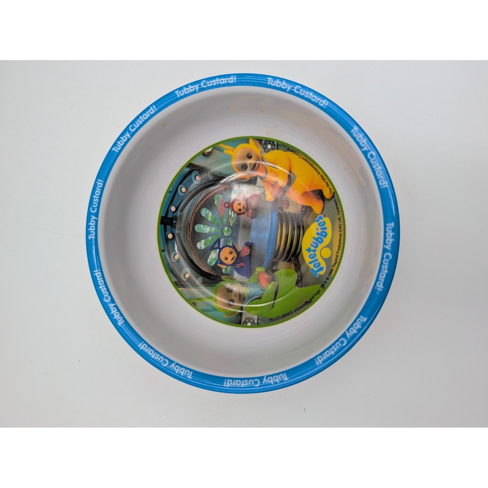 Teletubbies Cereal Bowl White Blue Tubby Custard Melamine Zak Designs